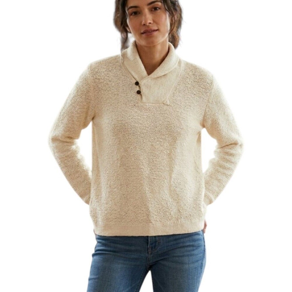 GAP 2-button Shawl Collar Sweater 100% Cotton Off-White UNISEX